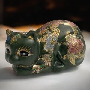 Fitz and Floyd Takahashi
Style Green Porcelain Kitty Cat figurine